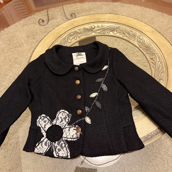 Anthropologie Nick & Mo Womens Tweed Floral Blazer Babydoll Whimsicore Boho M - Picture 4 of 9